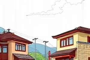春日邮局中玻璃投递箱与满枝花影的构图